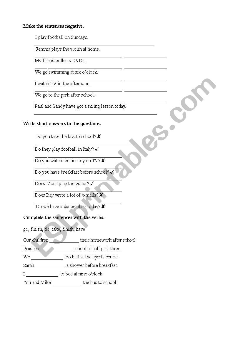 Practice Present Simple worksheet