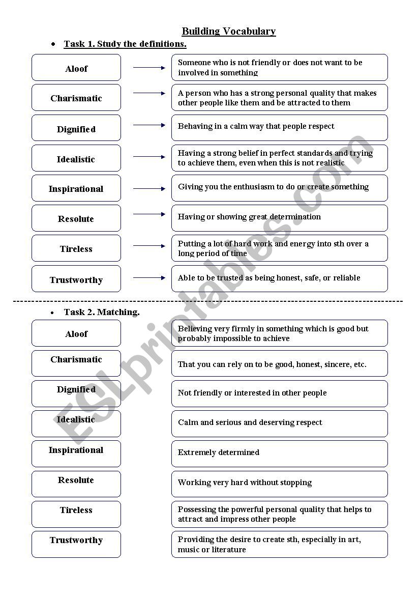 Describing Personalities - 2 worksheet