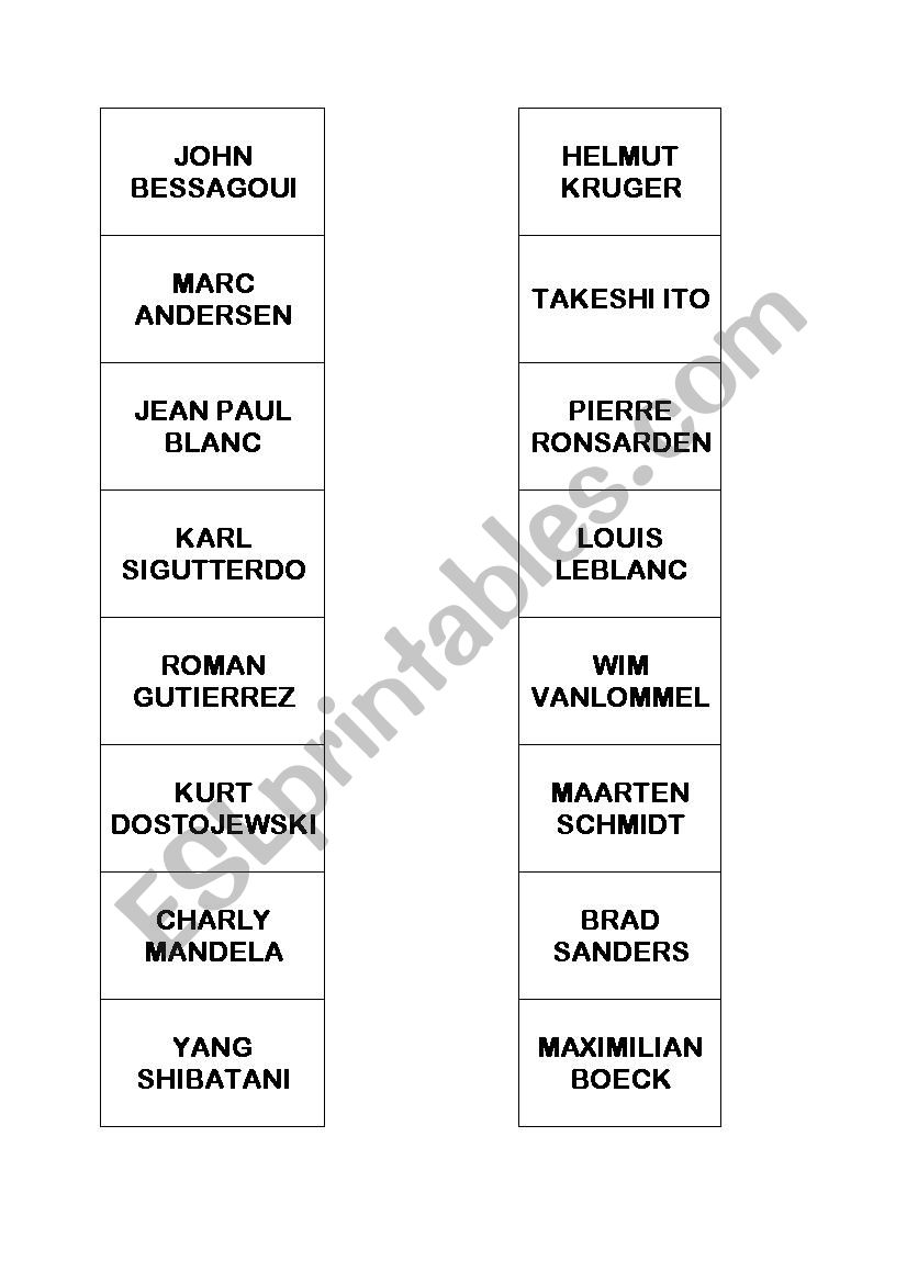 Spelling names worksheet