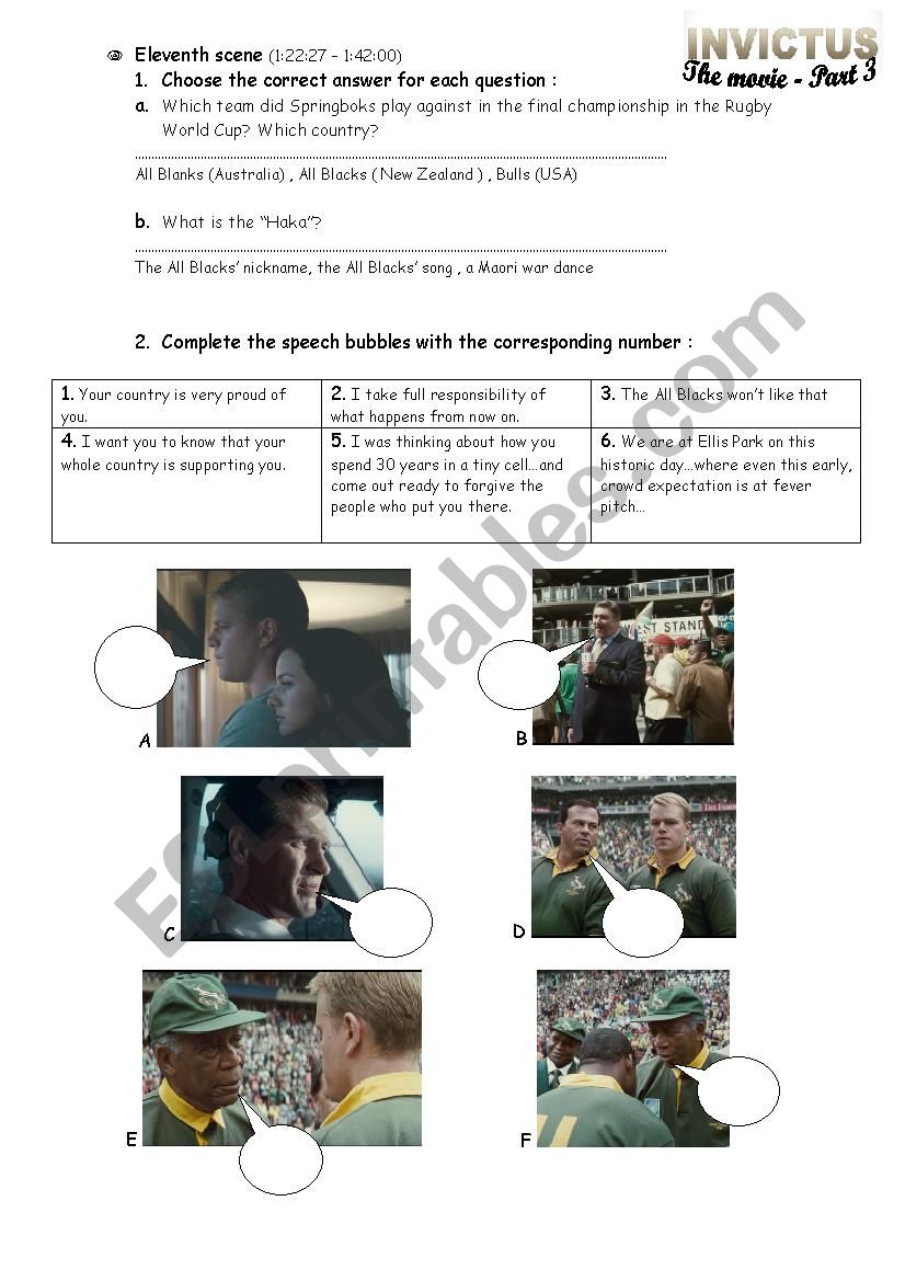 Invictus - The movie - Part 3 (Nelson MandelaÂ´s life) Very detailed