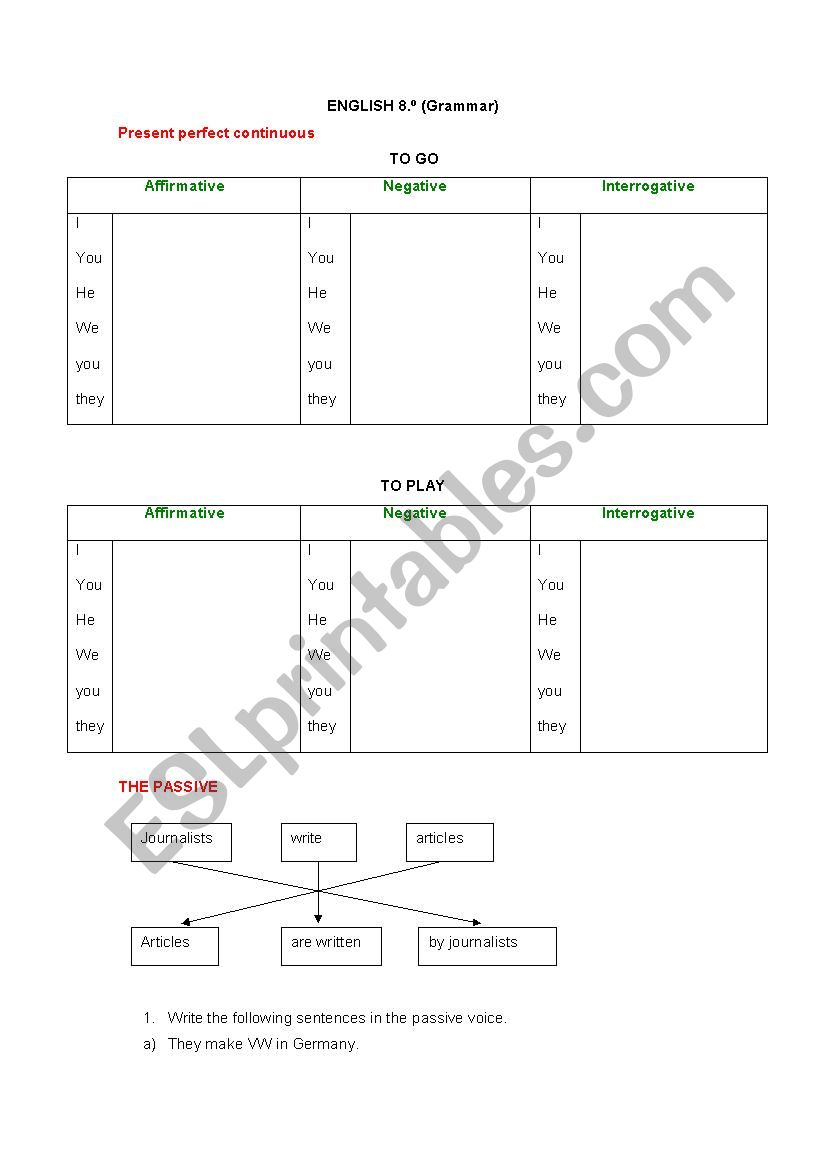 english grammar worksheet