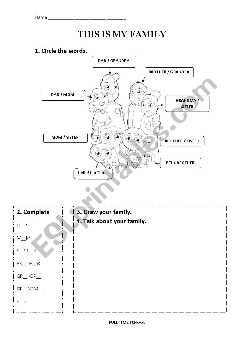 My Family Vocabulary worksheet