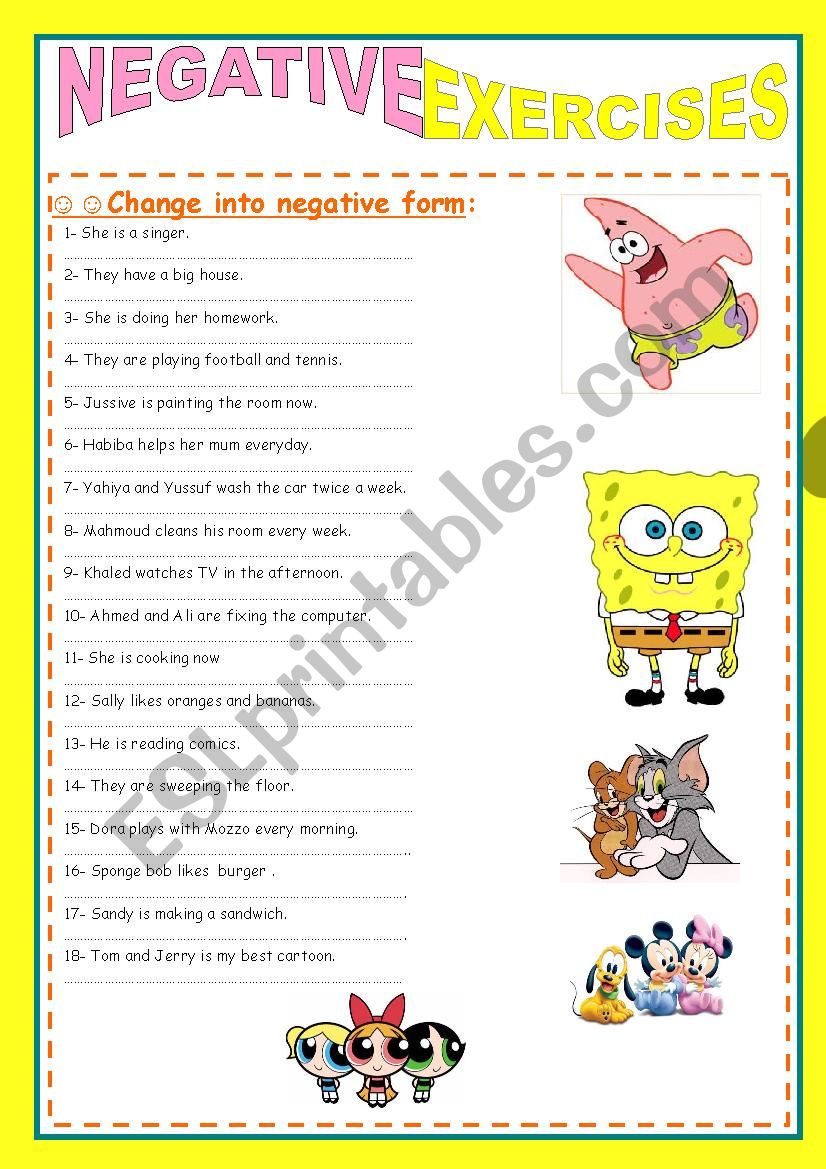 Verb To Be Negative Exercises NBKomputer