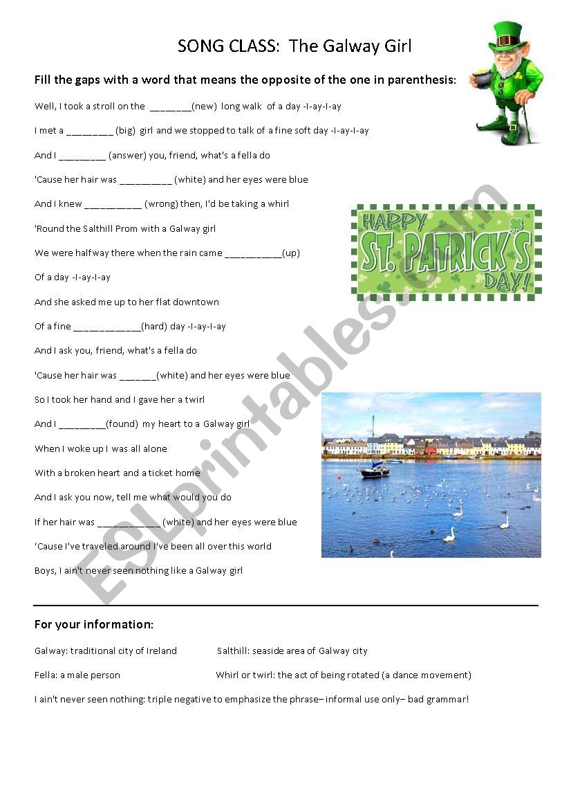 Galway Girl  worksheet