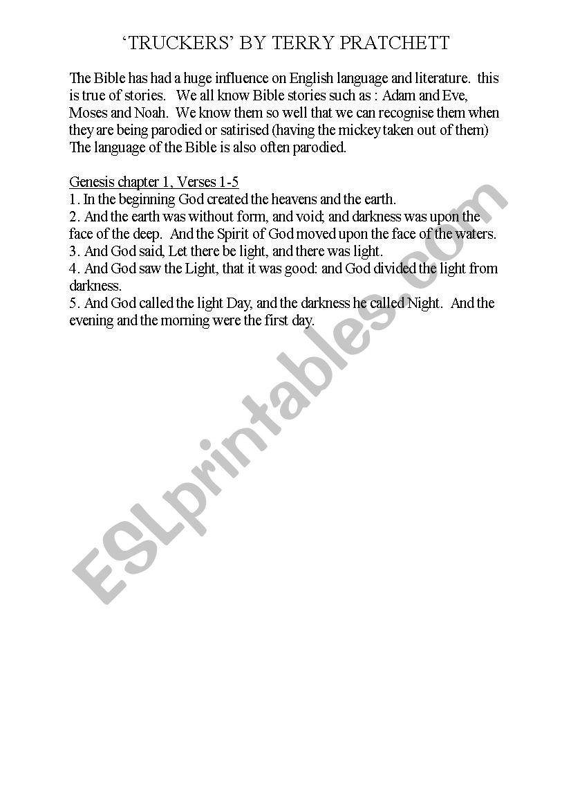 Truckers worksheet