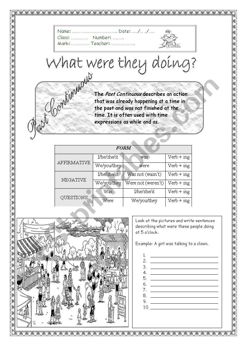 What were they doing? worksheet