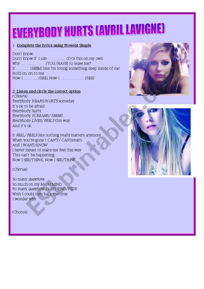Everybody hurts- Avril Lavigne