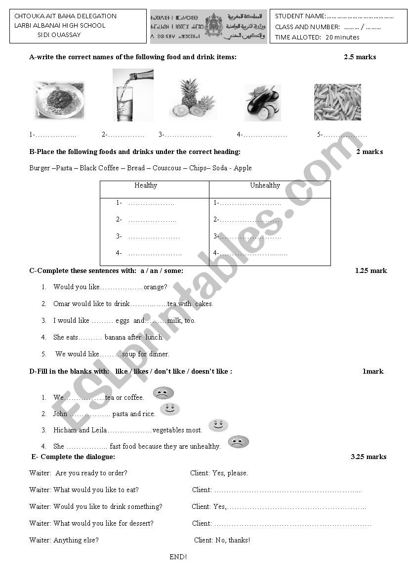 Test on countable and uncountables nouns