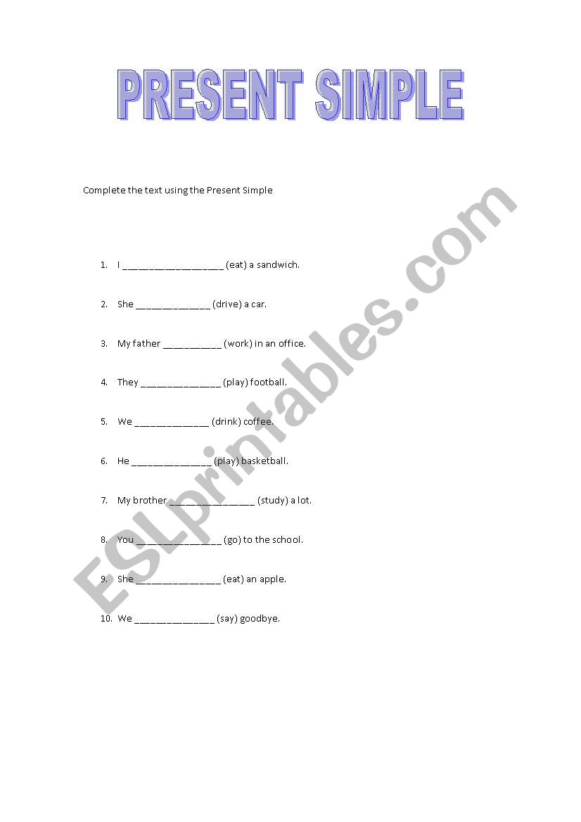 Present Simple worksheet