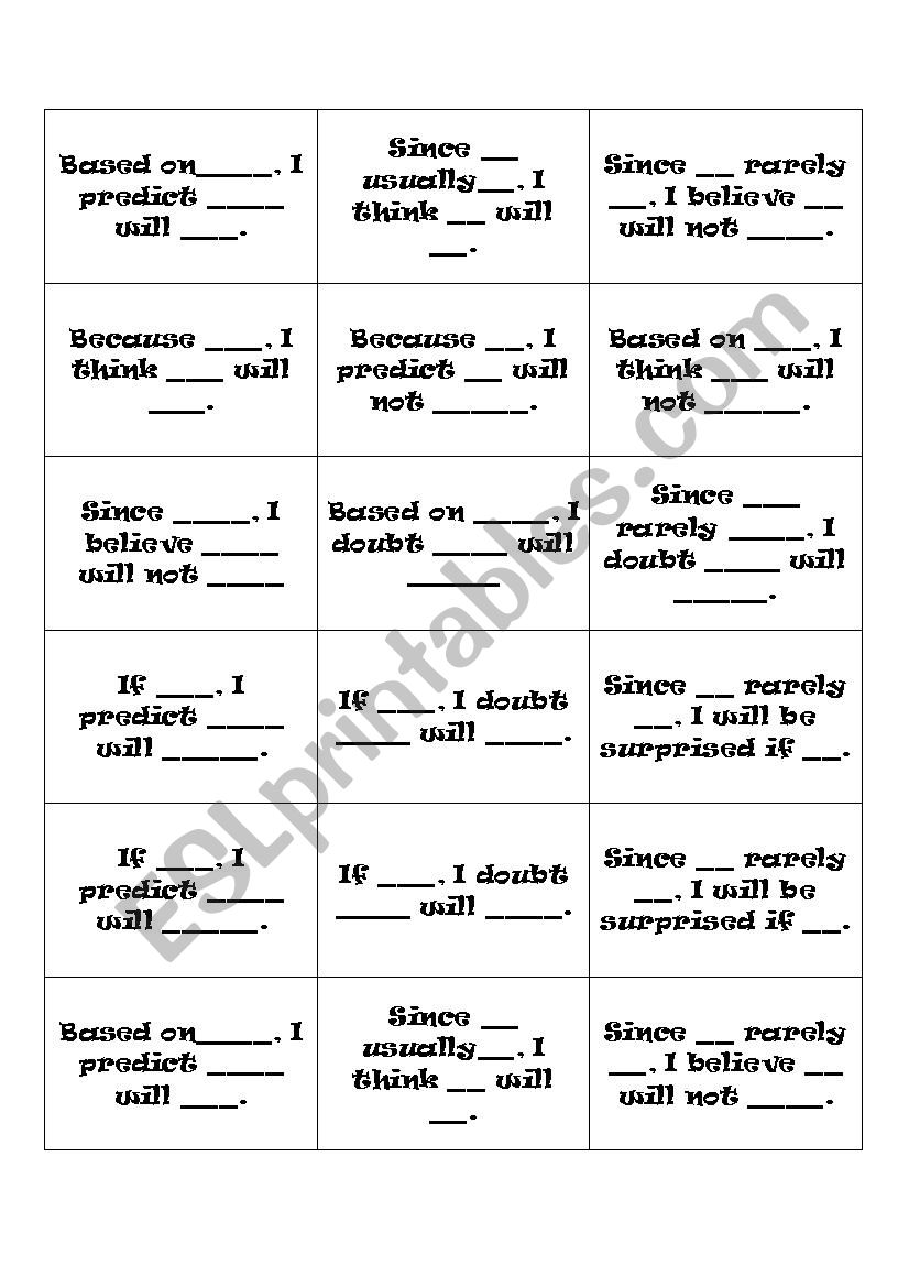 Prediction Sentence Frames for Boardgame