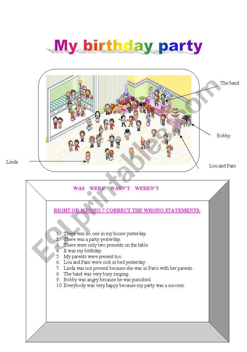 my birthday party worksheet