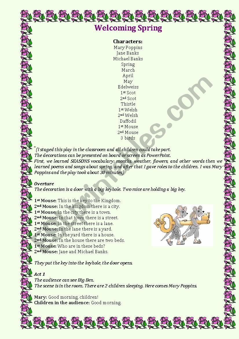 Welcoming Spring Party Part 1 worksheet