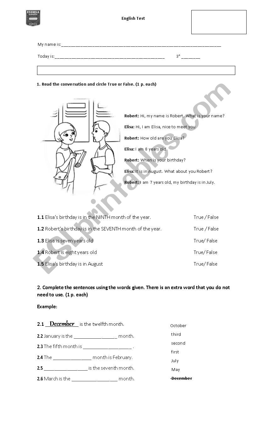 Test worksheet