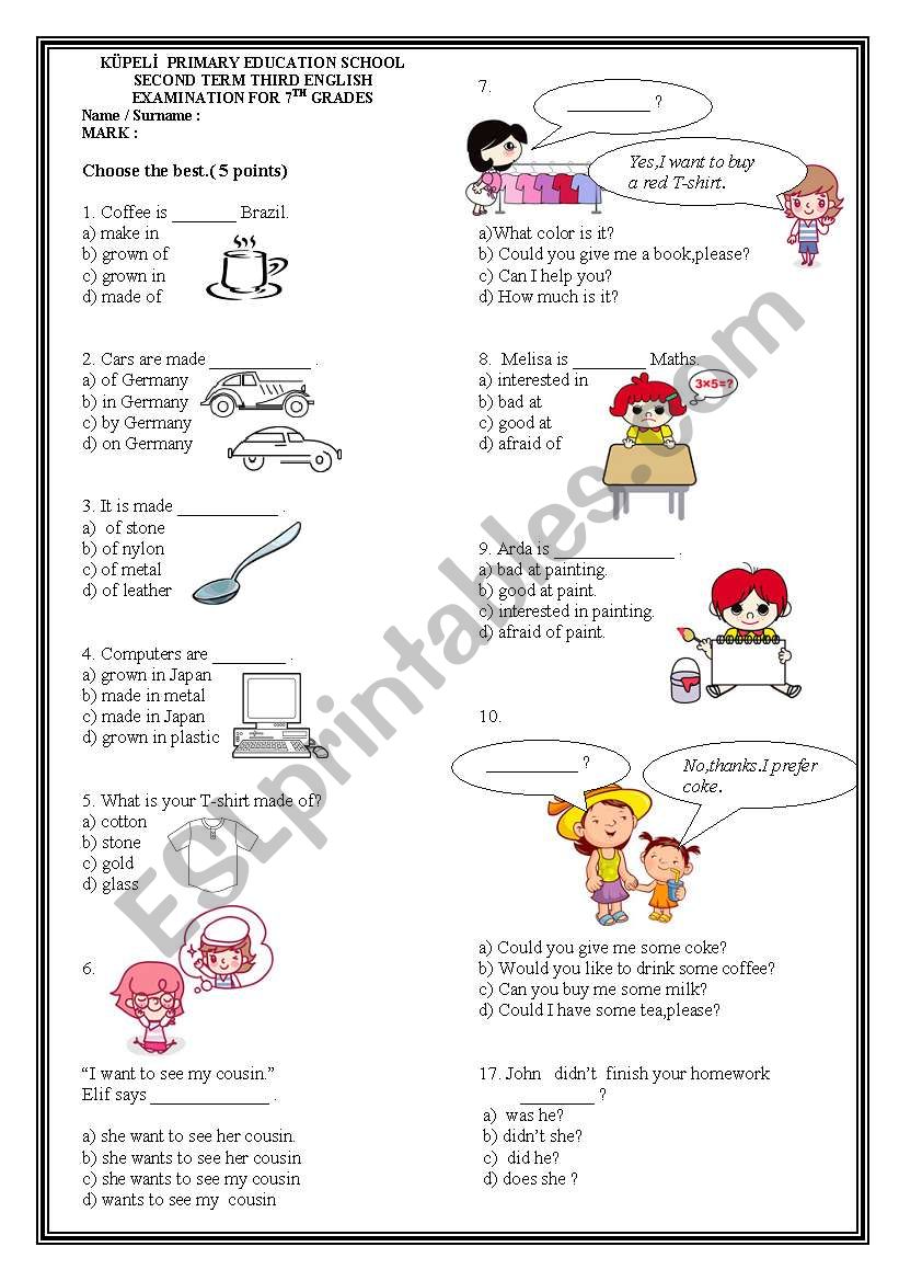 ELEMENTARY REVISION worksheet