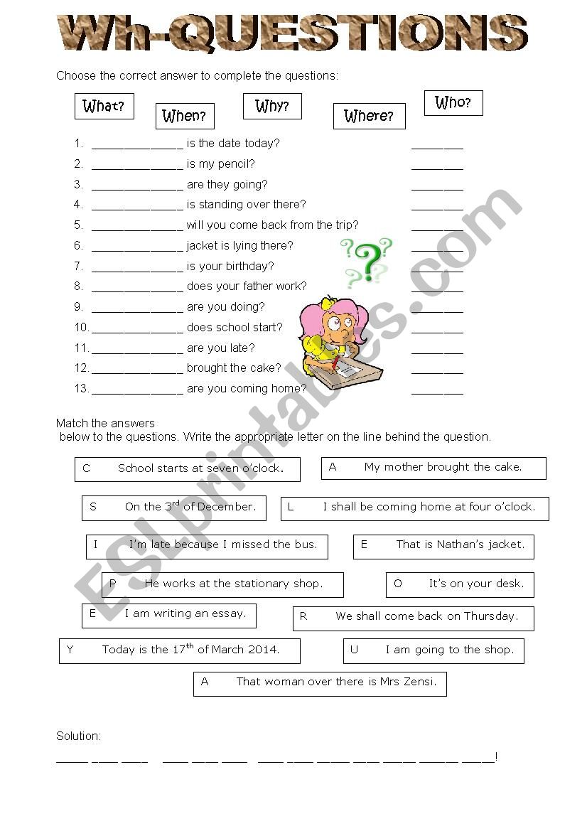 Wh Questions worksheet