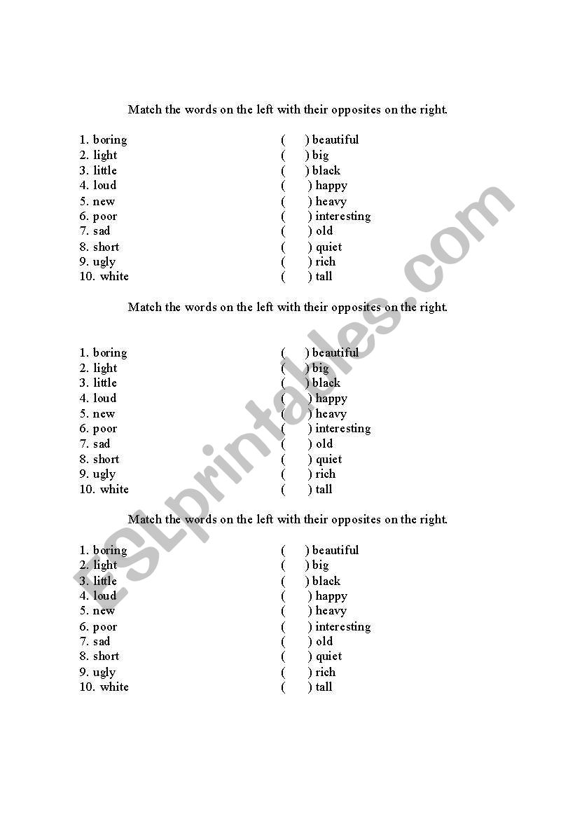 adjetives worksheet