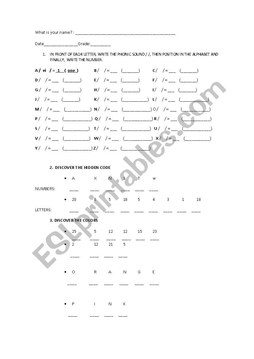 THE ALPHABET worksheet