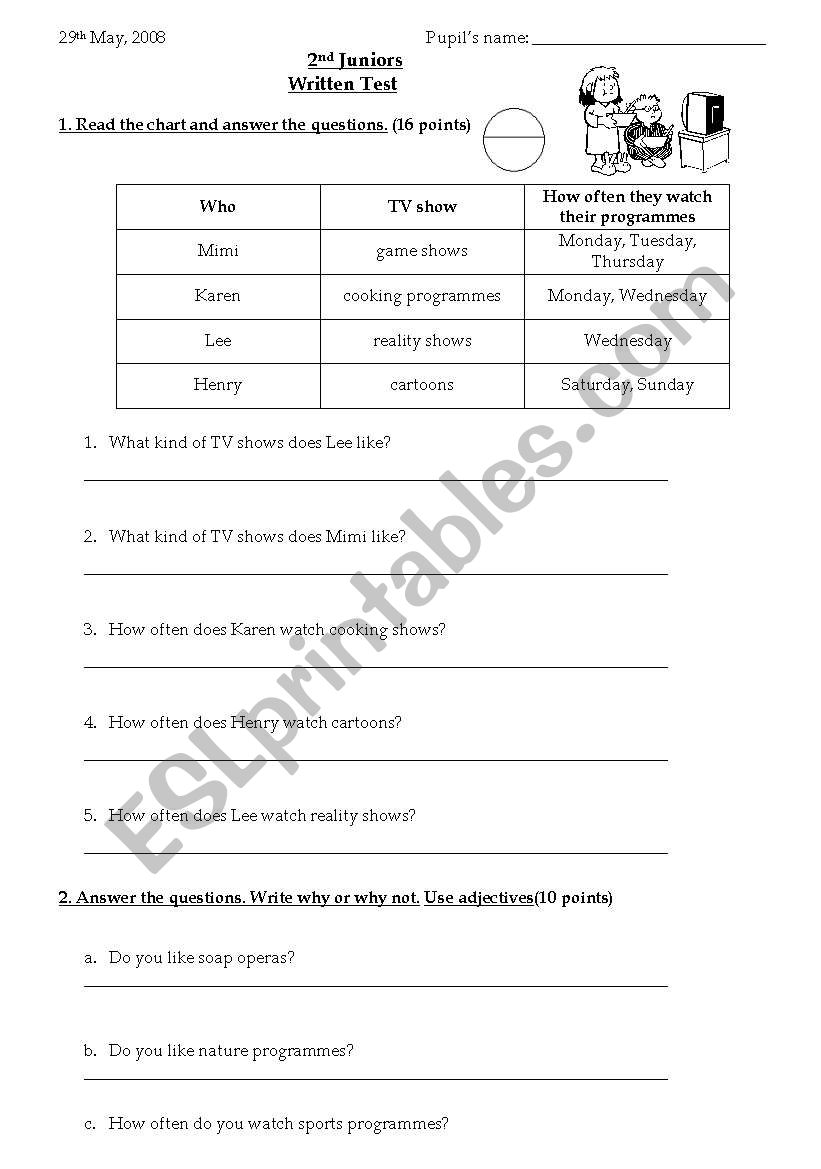 Frequency adverbs test worksheet