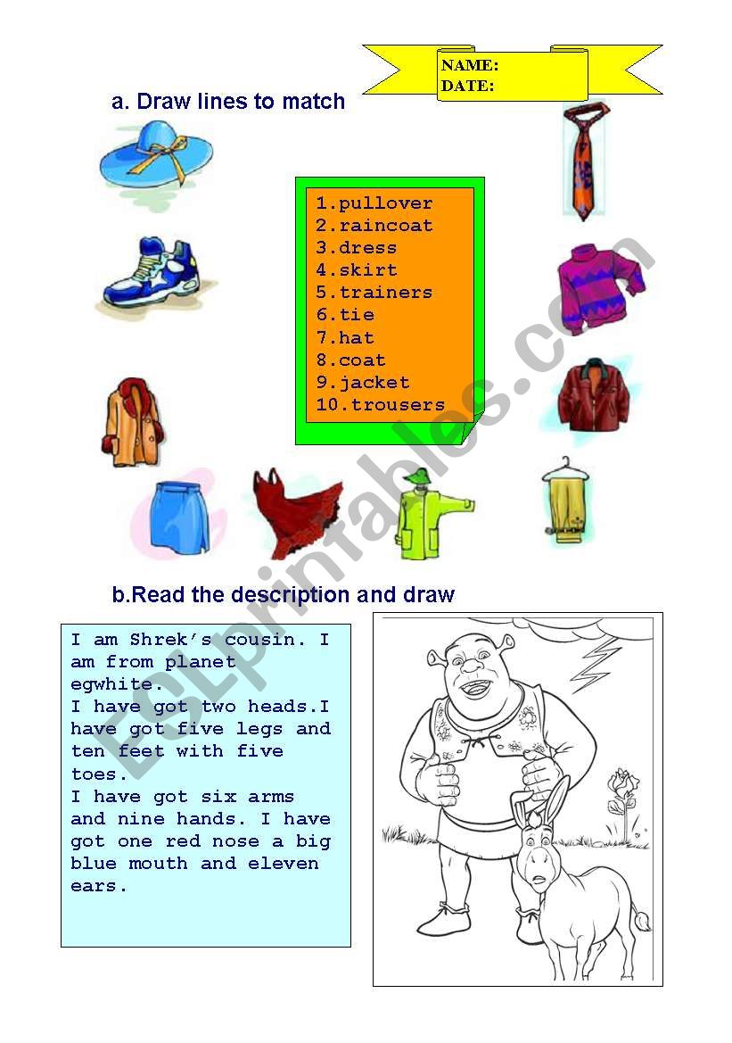 CLOTHESBODY PARTS worksheet