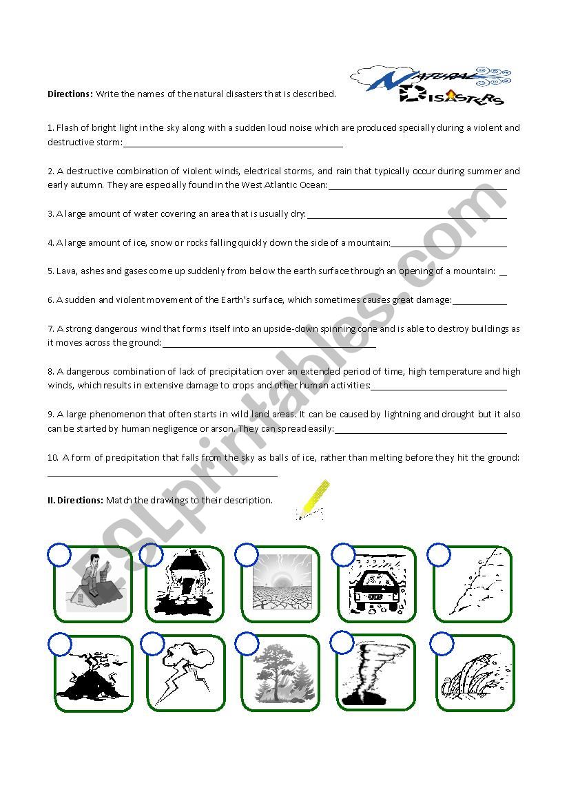 Natural Disasters worksheet