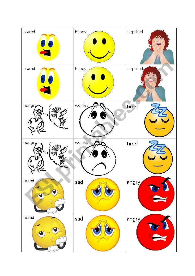 Emotions. Matching worksheet