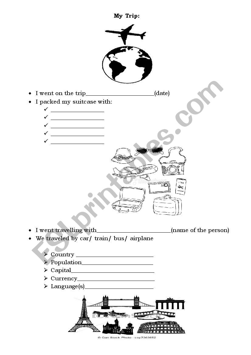 My trip worksheet