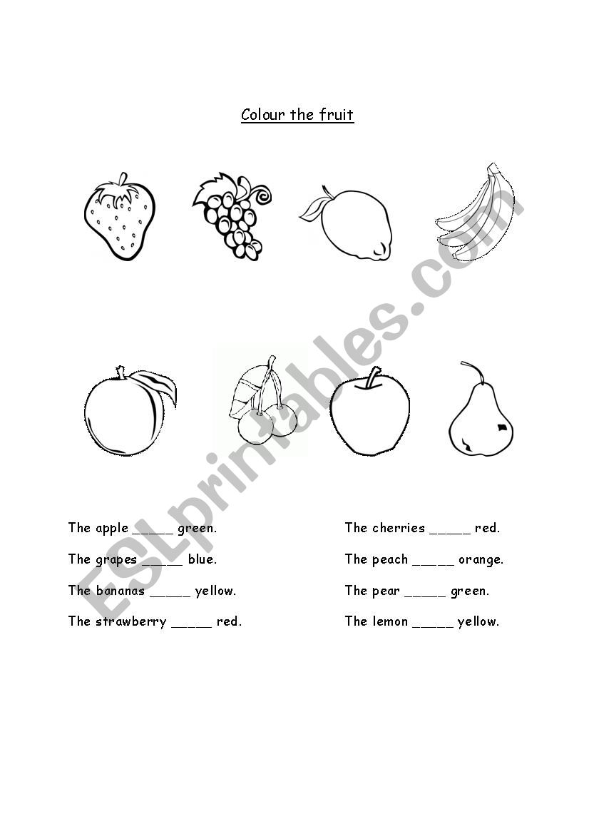 Colour the fruit worksheet