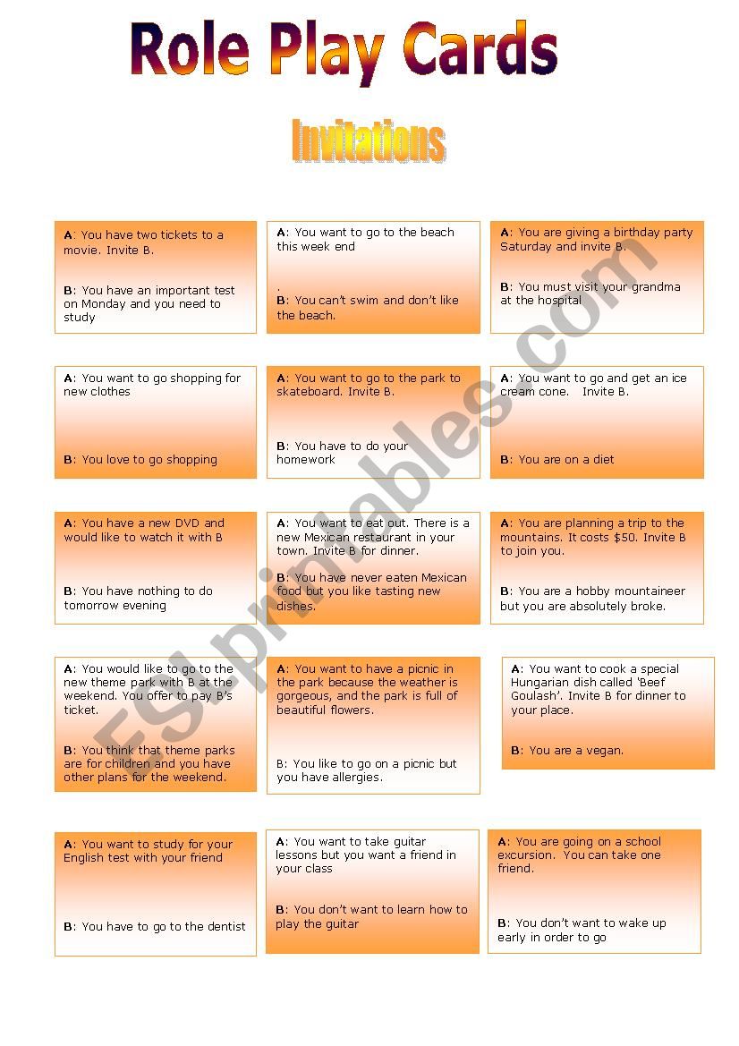 Role Play - Invitations worksheet