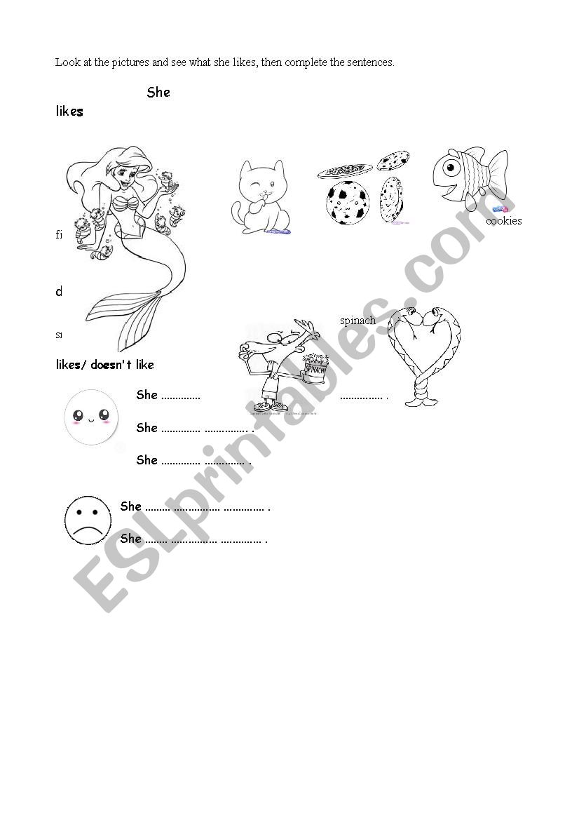 Likes and dislikes worksheet