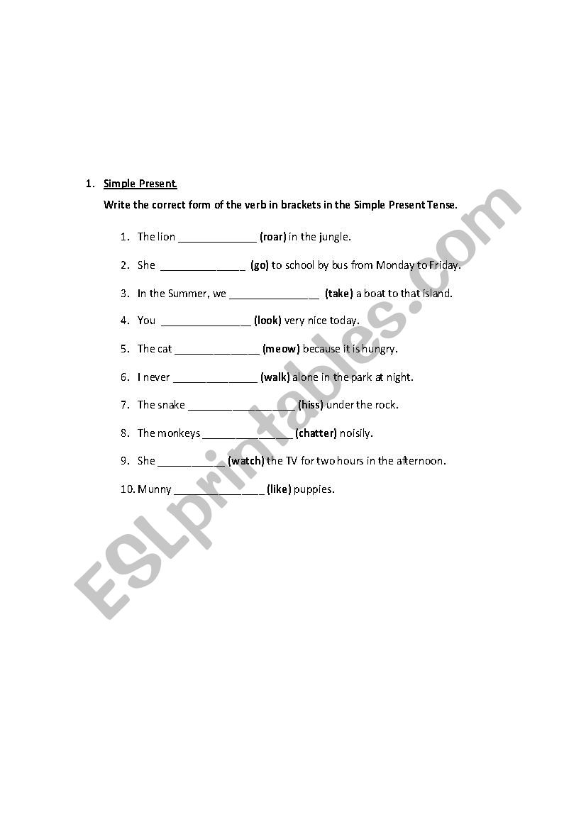 SimplePresent worksheet