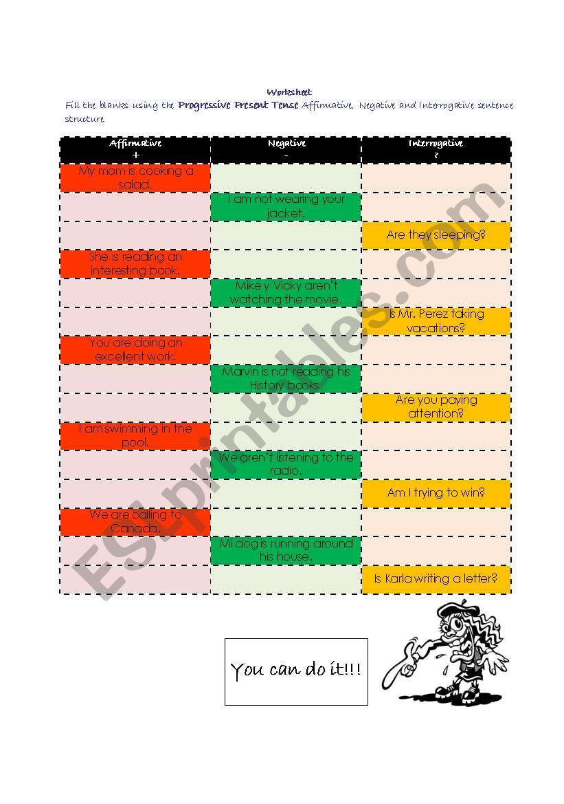 Progressive Present Tense worksheet