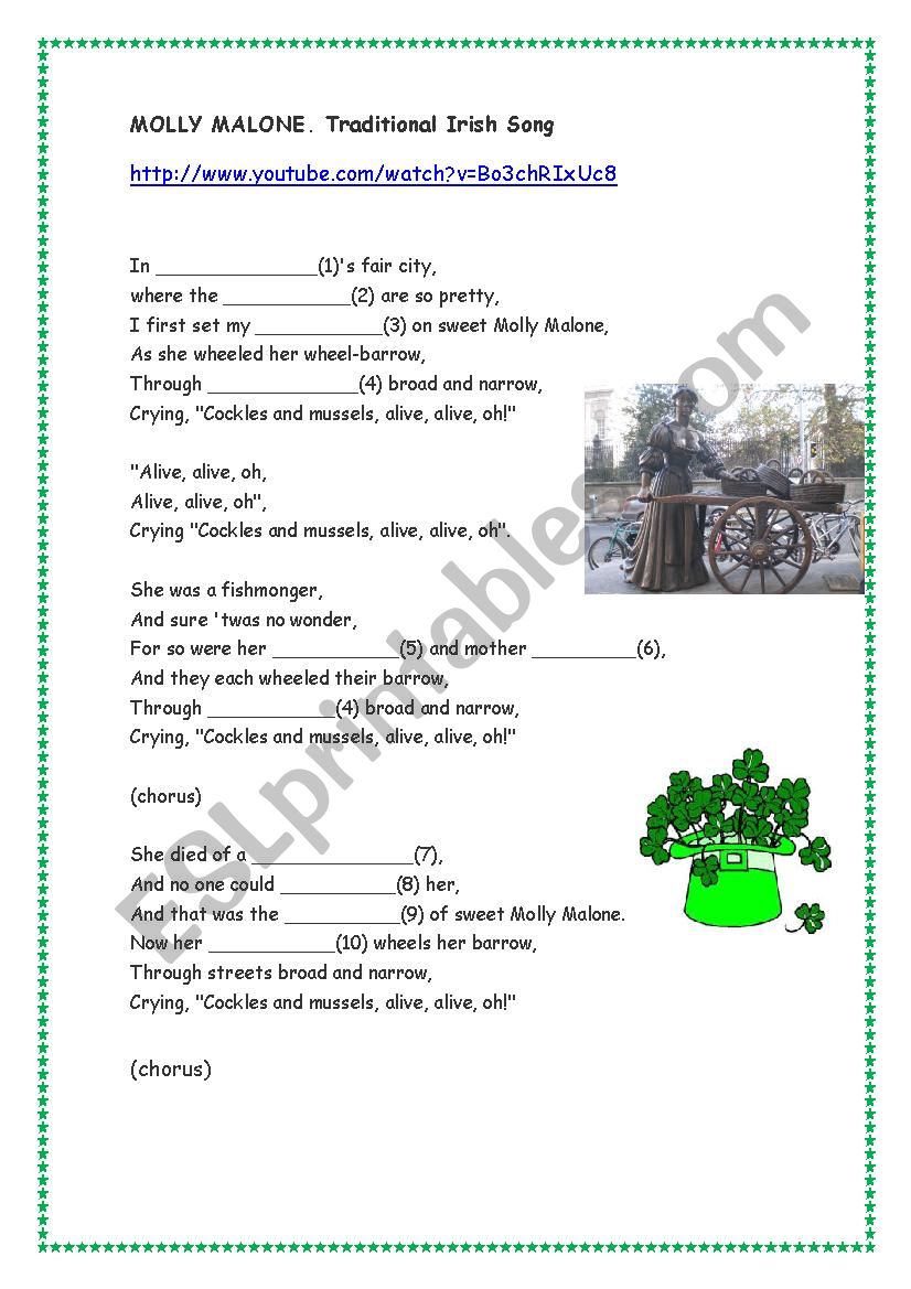 Molly Malone worksheet