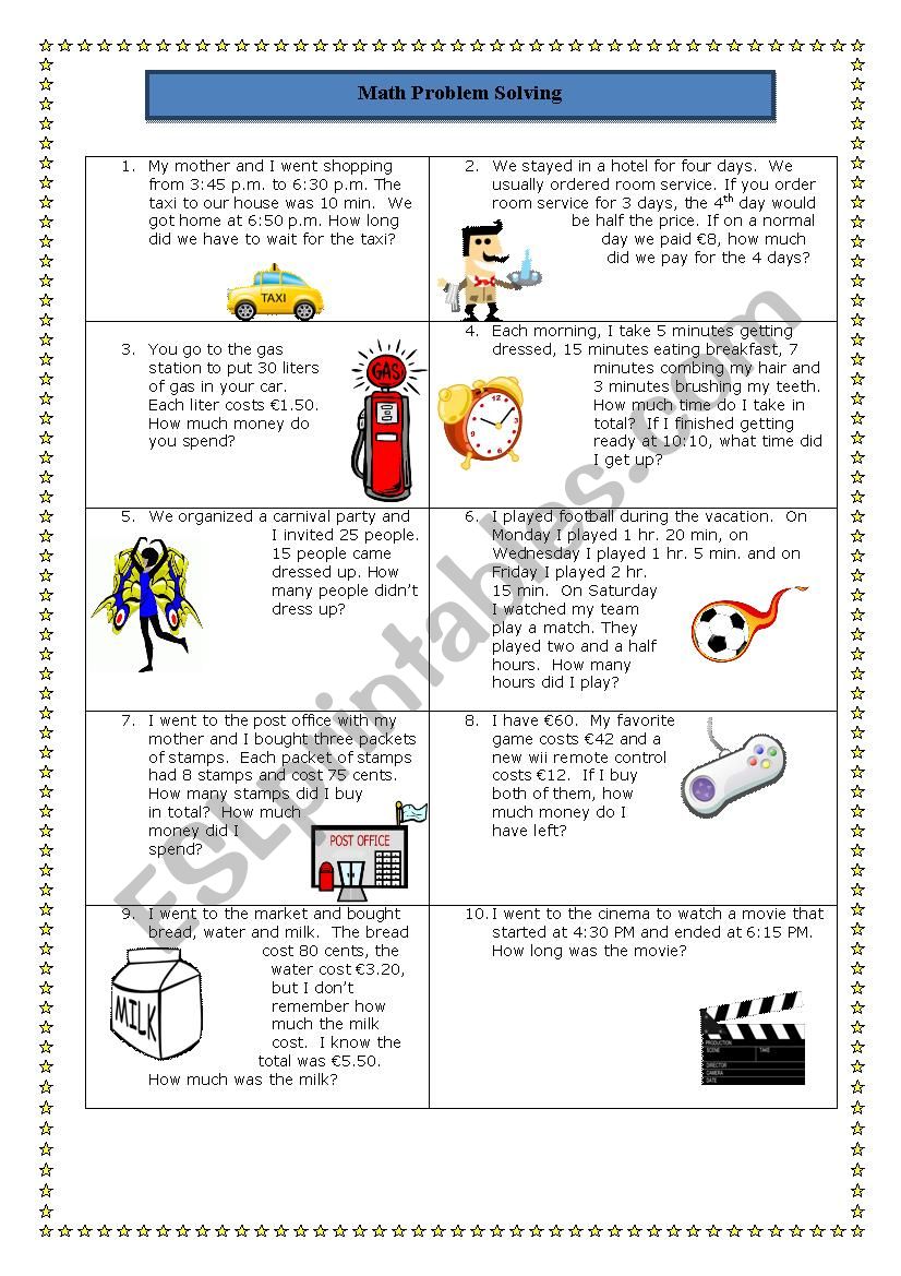 problem solving worksheets math