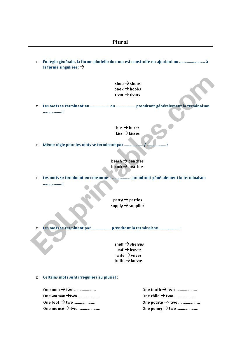 Plural worksheet