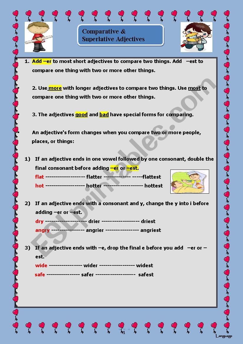 comparison with adjective(Comparative and superlative)