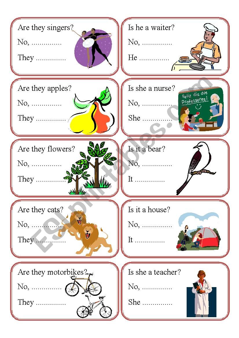 SPEAKING CARDS - THE VERB TO BE