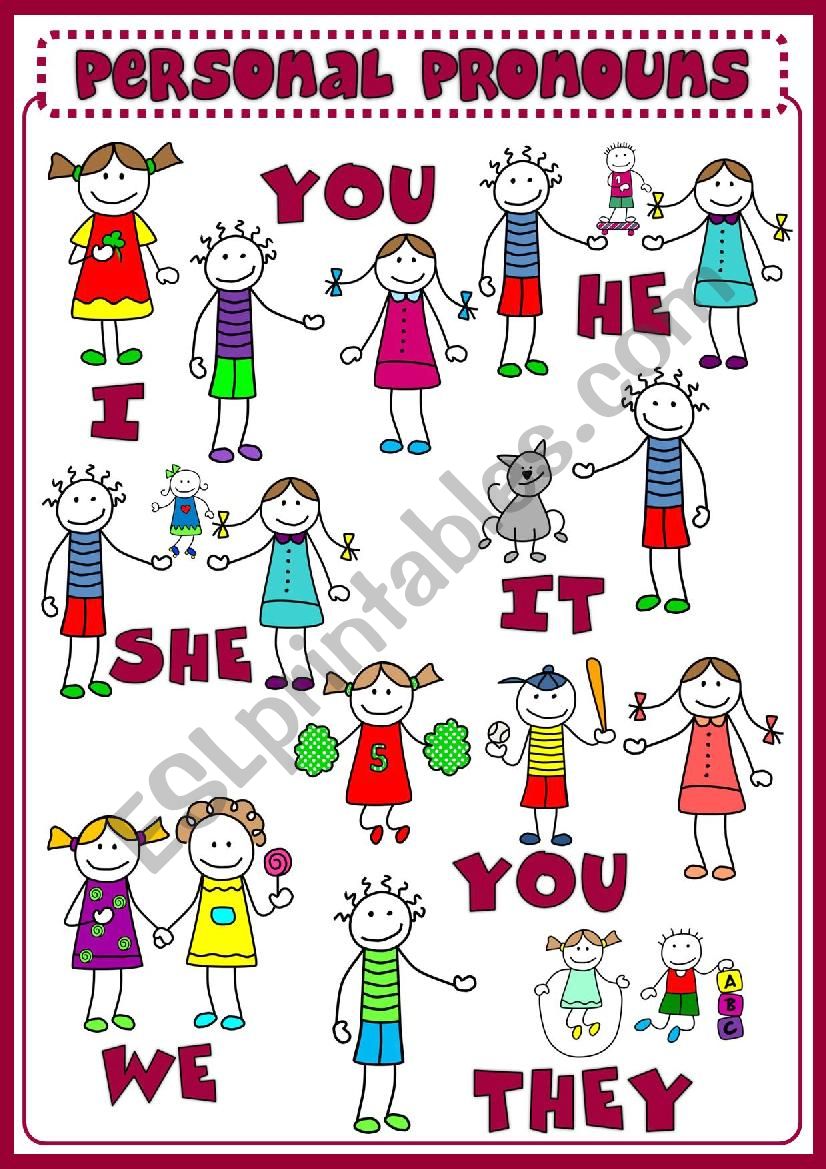 Personal pronouns - poster worksheet