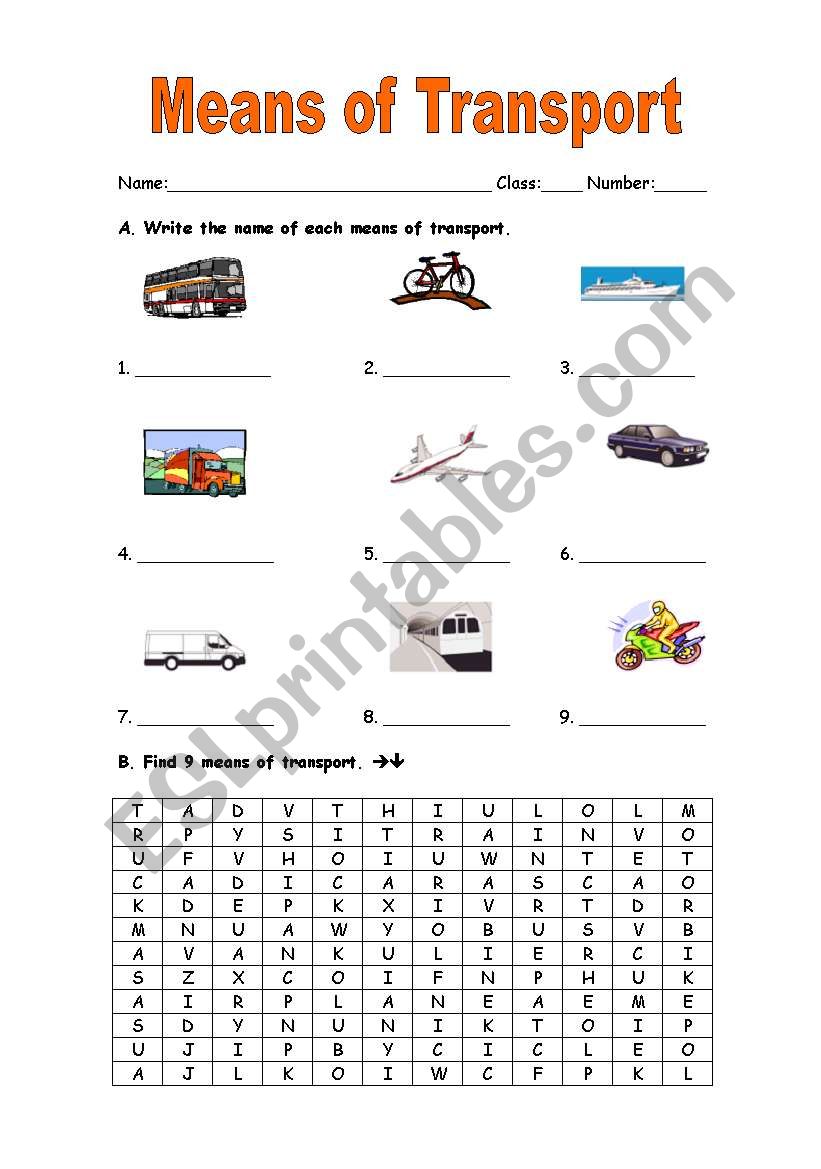 Means  of transport_2 worksheet