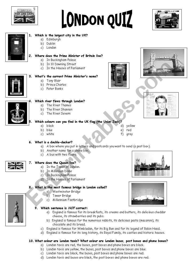 LONDON quiz worksheet