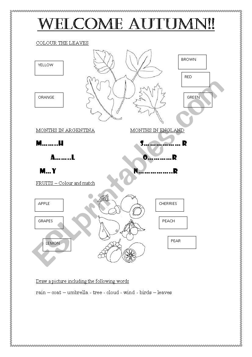 AUTUMN worksheet