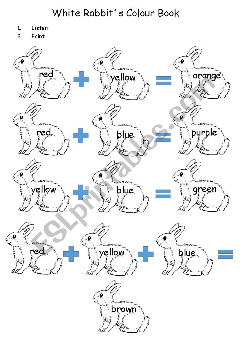 White Rabbits Colour Book worksheet