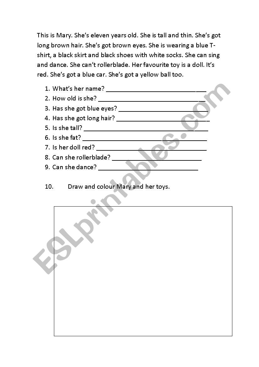 describing people worksheet