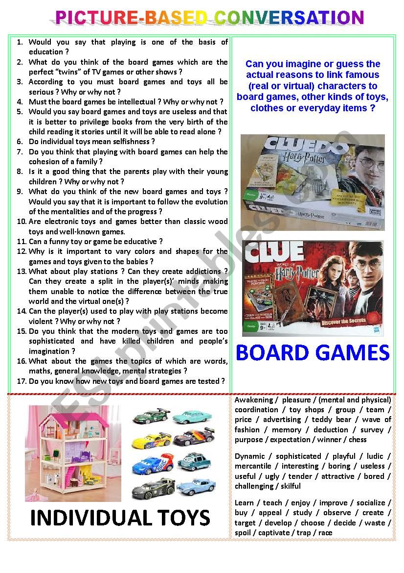 Picture-based conversation : topic 38 - individual toys vs board games