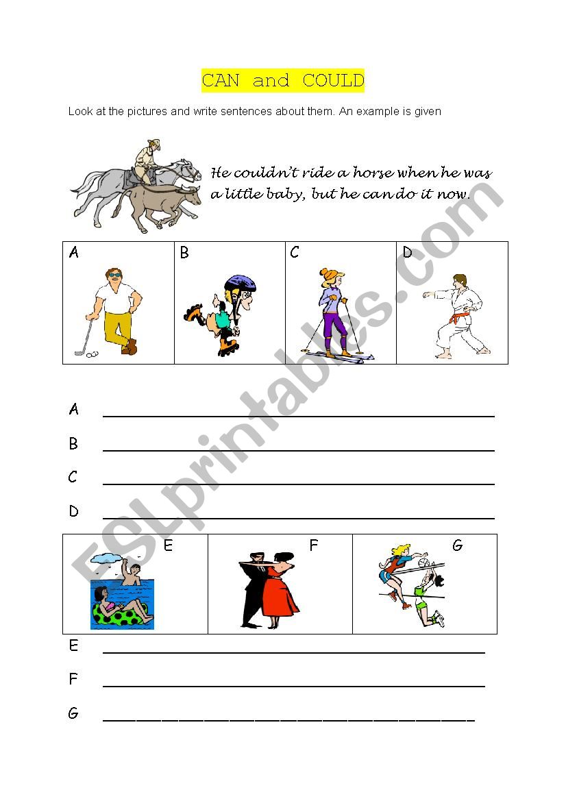 can and could worksheet