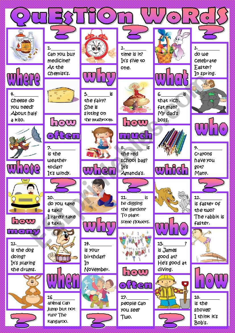 Question words worksheet