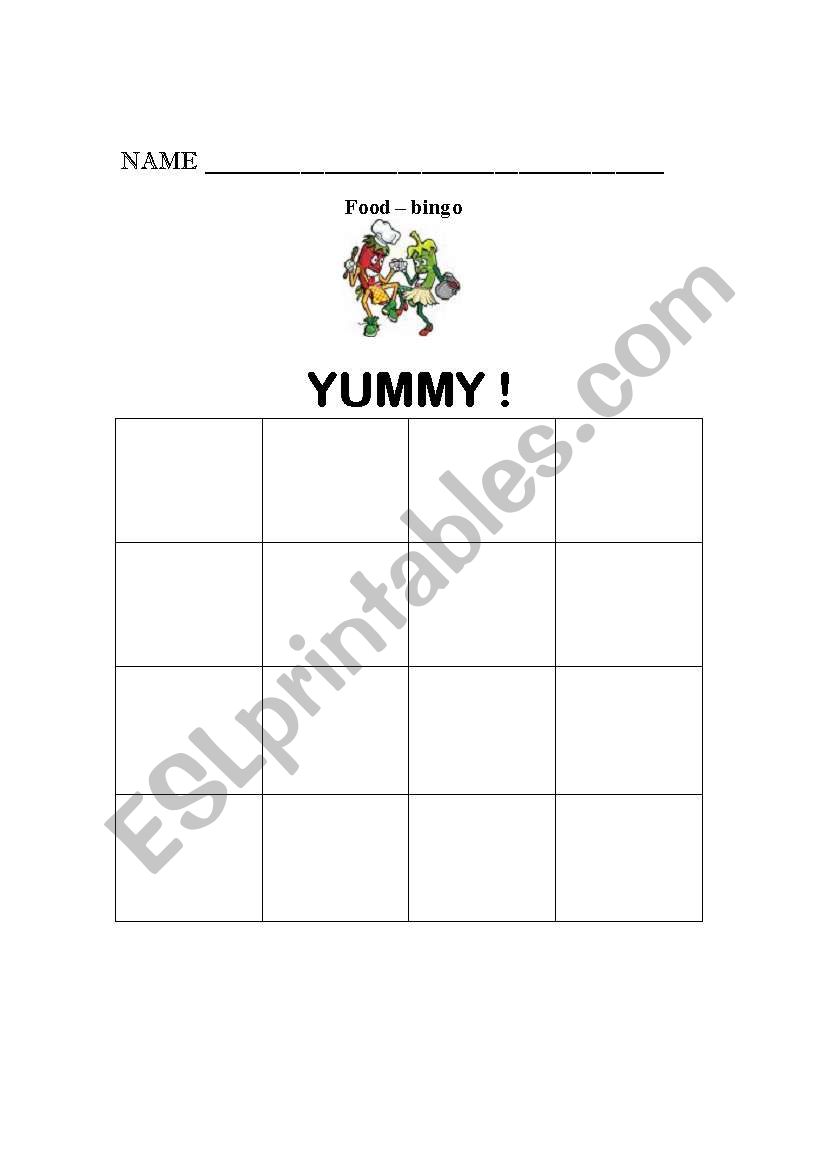 food-bingo card    ( images for Food-bingo   Part 3 )