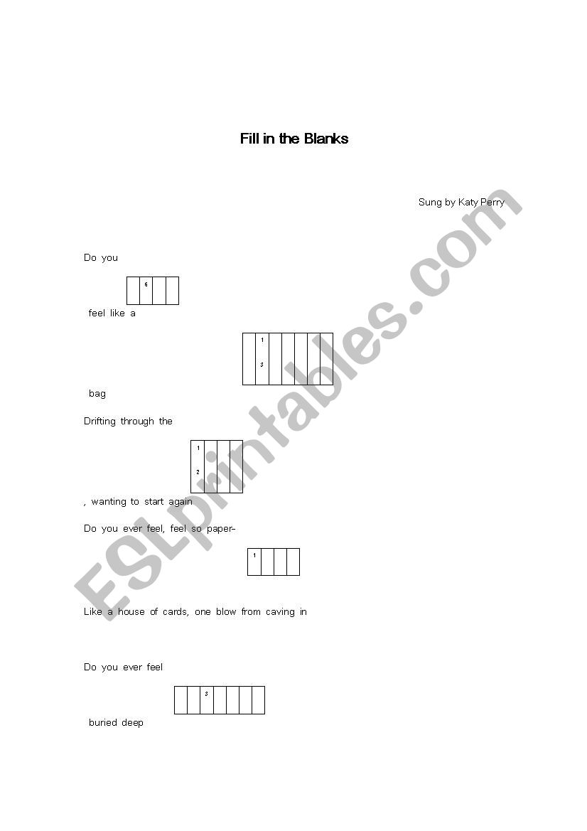 song work sheet-firework worksheet