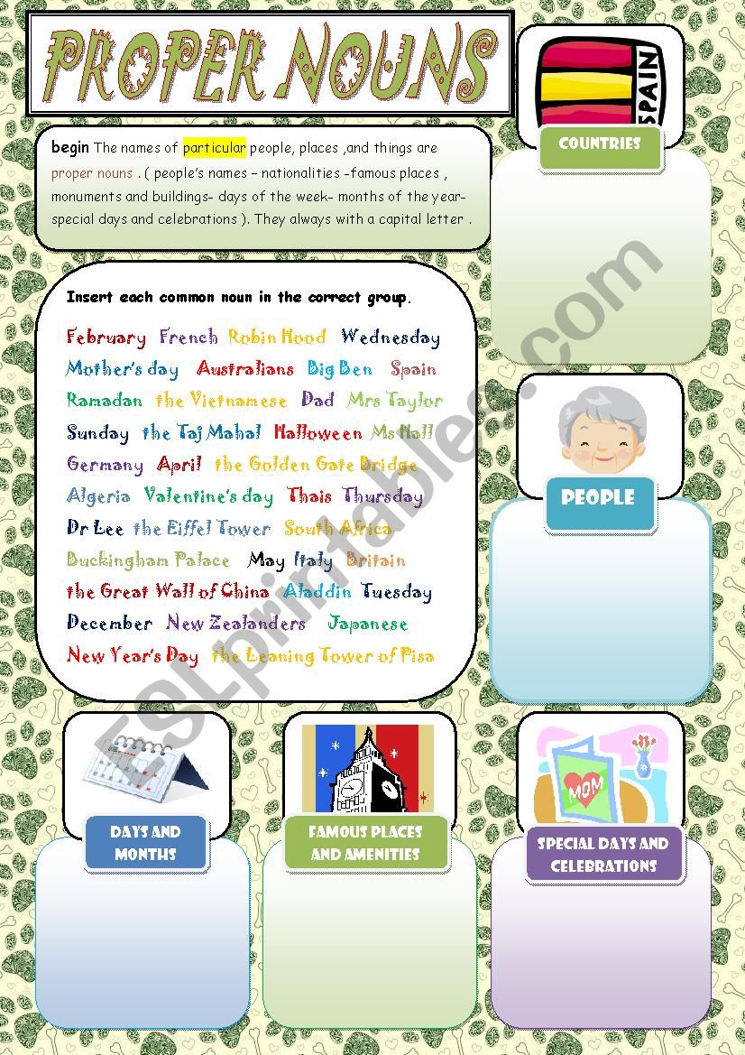 proper nouns  ( + keys )  worksheet