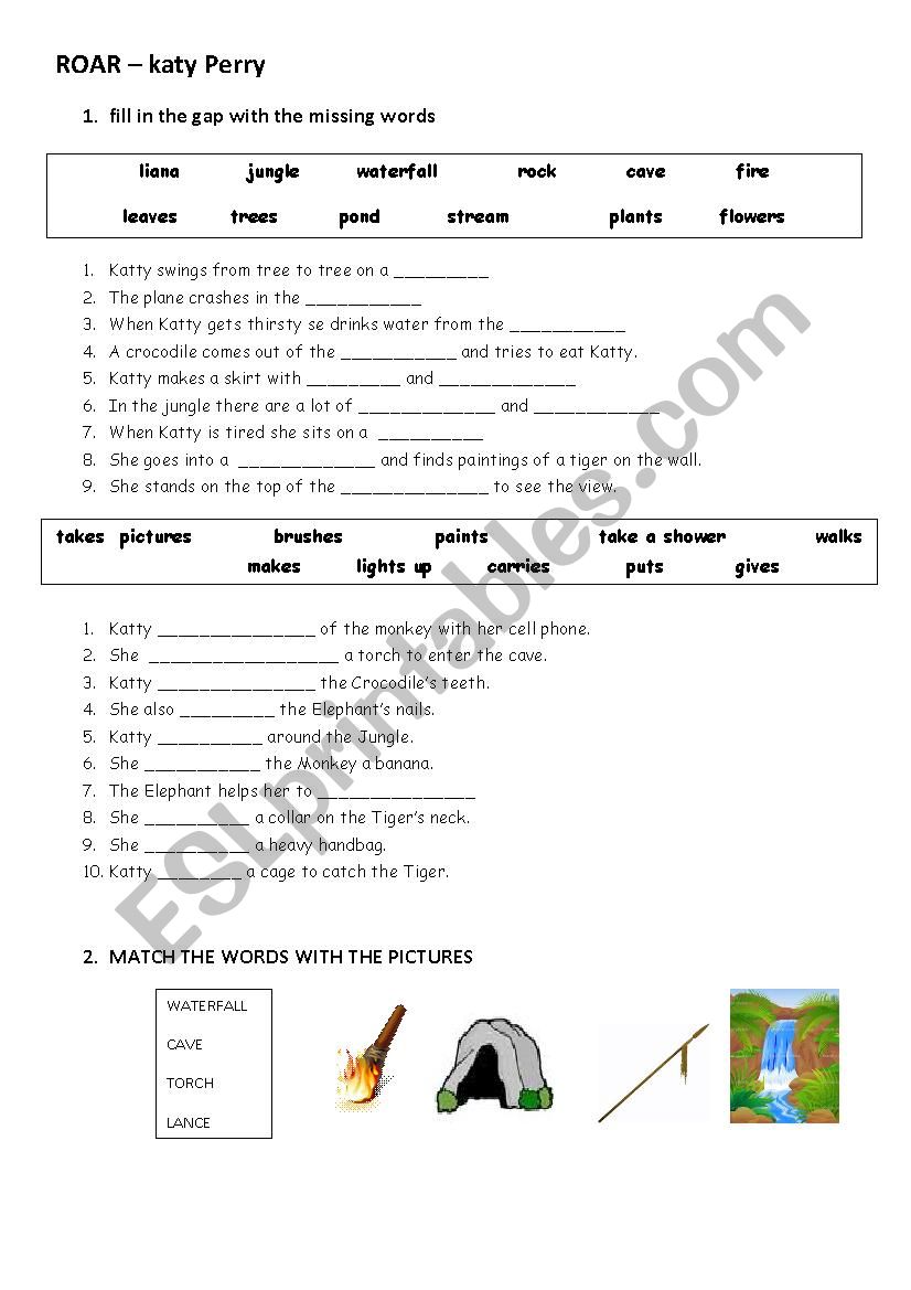 Roar - Katty Perry worksheet