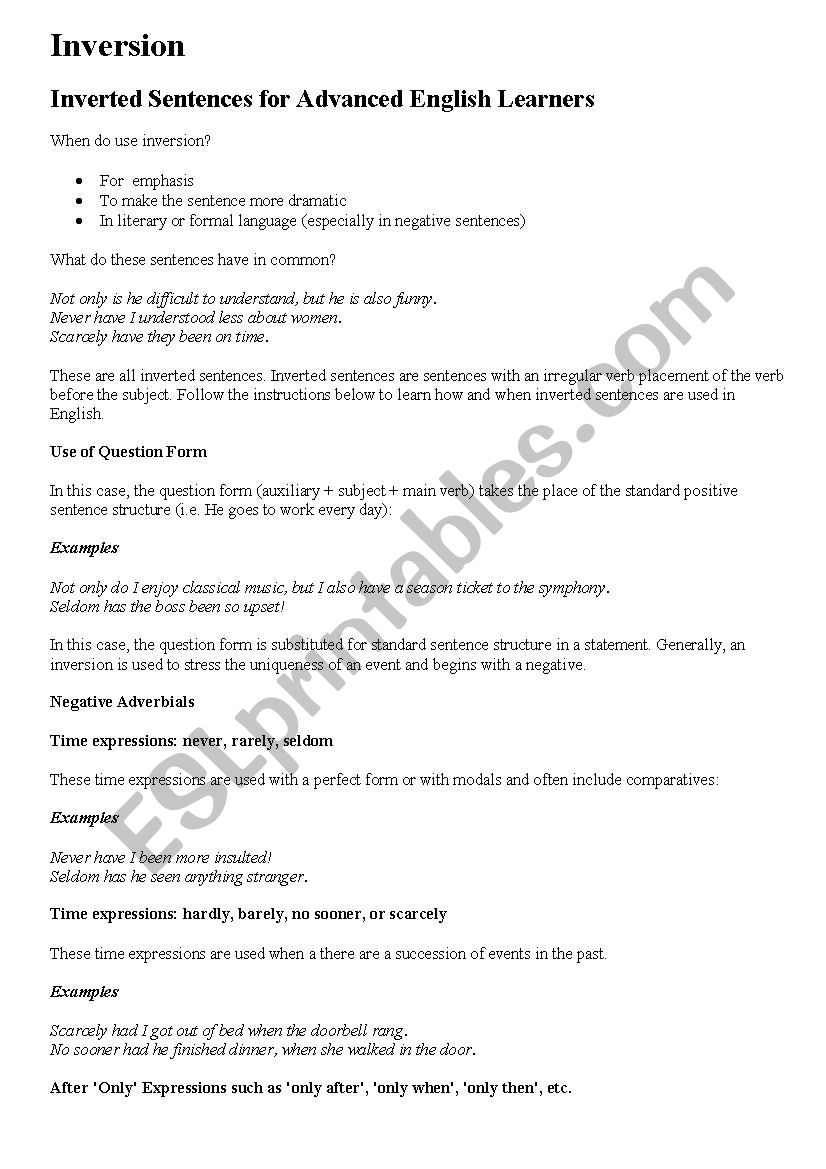 Inversion worksheet